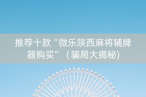 推荐十款“微乐陕西麻将辅牌器购买”（骗局大揭秘)