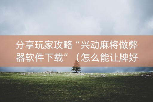 分享玩家攻略“兴动麻将做弊器软件下载”（怎么能让牌好一点)