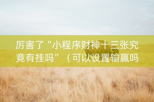 厉害了“小程序财神十三张究竟有挂吗”（可以设置输赢吗)