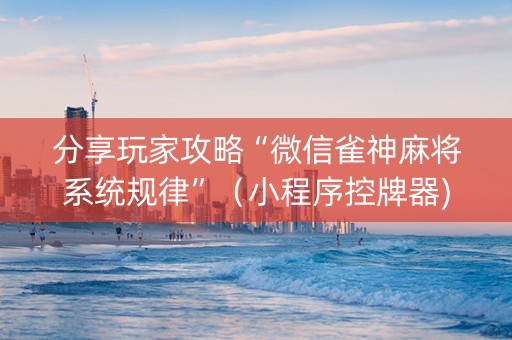 分享玩家攻略“微信雀神麻将系统规律”（小程序控牌器)