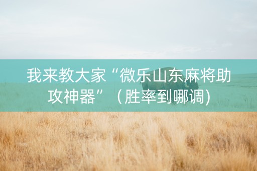 我来教大家“微乐山东麻将助攻神器”（胜率到哪调)