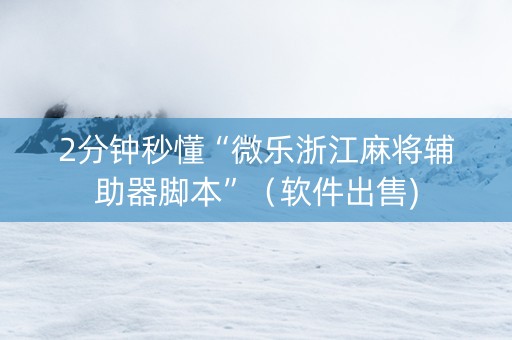 2分钟秒懂“微乐浙江麻将辅助器脚本”（软件出售)