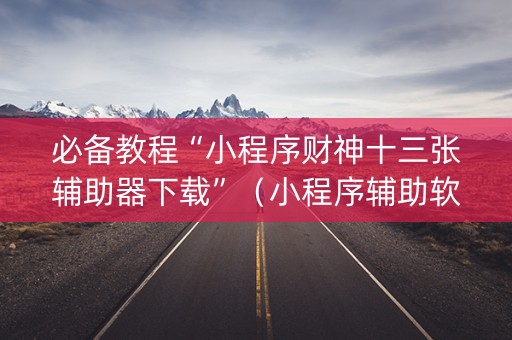 必备教程“小程序财神十三张辅助器下载”（小程序辅助软件)