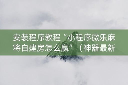 安装程序教程“小程序微乐麻将自建房怎么赢”（神器最新免费)