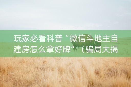 玩家必看科普“微信斗地主自建房怎么拿好牌”（骗局大揭秘)