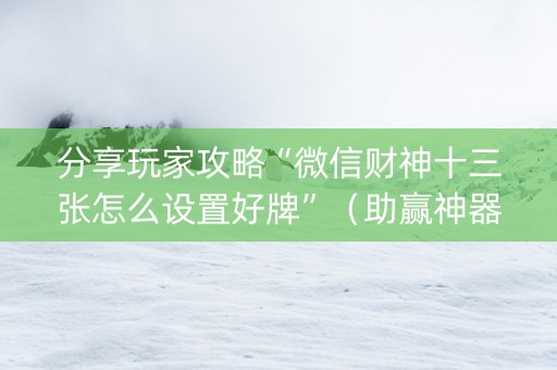 分享玩家攻略“微信财神十三张怎么设置好牌”（助赢神器购买)