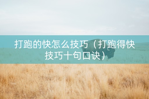 打跑的快怎么技巧（打跑得快技巧十句口诀）