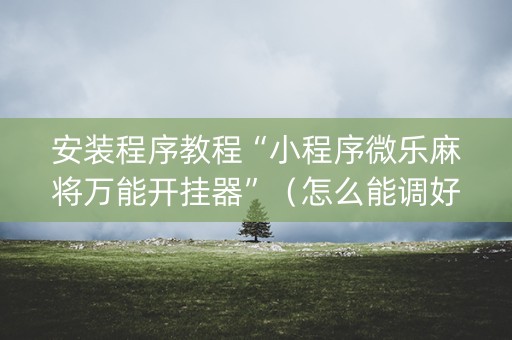 安装程序教程“小程序微乐麻将万能开挂器”（怎么能调好牌)