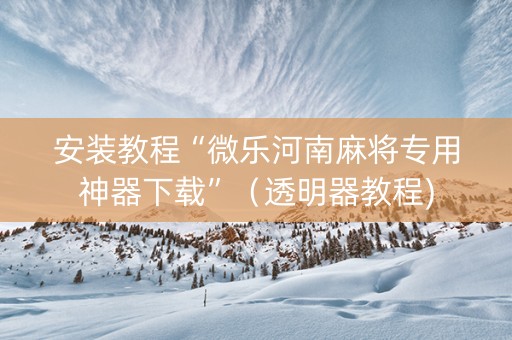 安装教程“微乐河南麻将专用神器下载”（透明器教程)