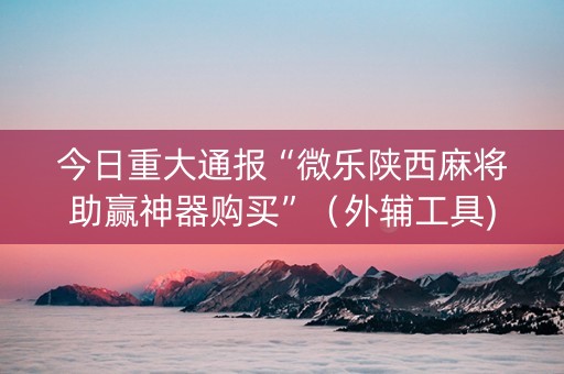 今日重大通报“微乐陕西麻将助赢神器购买”（外辅工具)