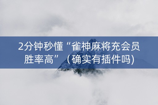 2分钟秒懂“雀神麻将充会员胜率高”（确实有插件吗)