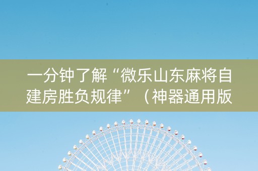一分钟了解“微乐山东麻将自建房胜负规律”（神器通用版)
