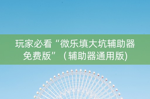 玩家必看“微乐填大坑辅助器免费版”（辅助器通用版)