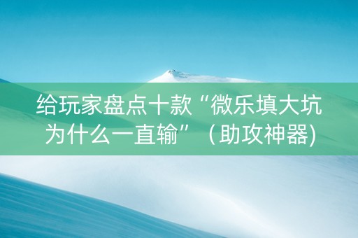 给玩家盘点十款“微乐填大坑为什么一直输”（助攻神器)