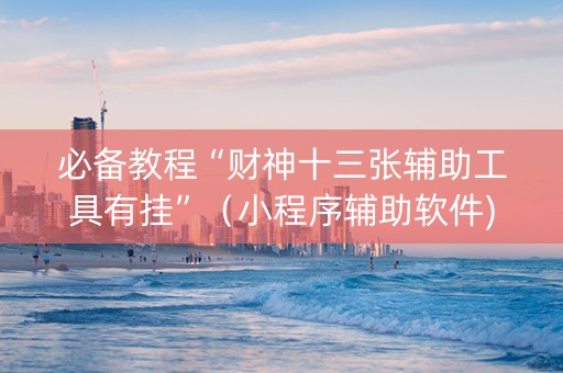 必备教程“财神十三张辅助工具有挂”（小程序辅助软件)