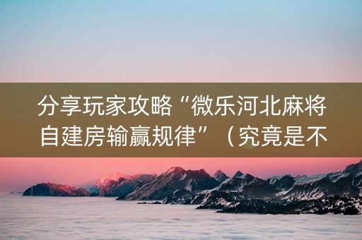 分享玩家攻略“微乐河北麻将自建房输赢规律”（究竟是不是有挂)