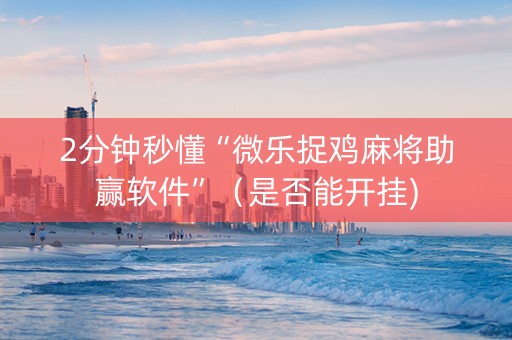 2分钟秒懂“微乐捉鸡麻将助赢软件”（是否能开挂)