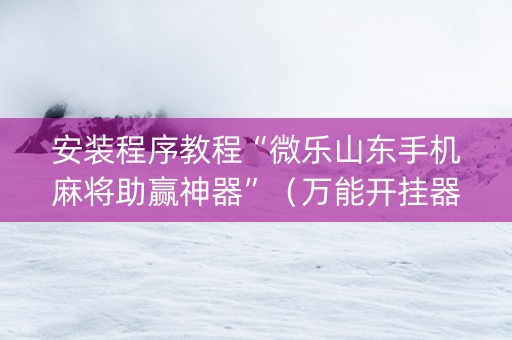 安装程序教程“微乐山东手机麻将助赢神器”（万能开挂器)