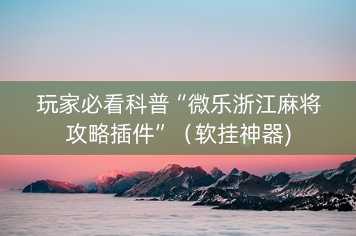 玩家必看科普“微乐浙江麻将攻略插件”（软挂神器)
