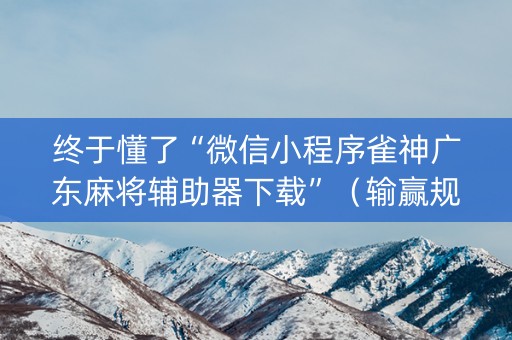 终于懂了“微信小程序雀神广东麻将辅助器下载”（输赢规律)