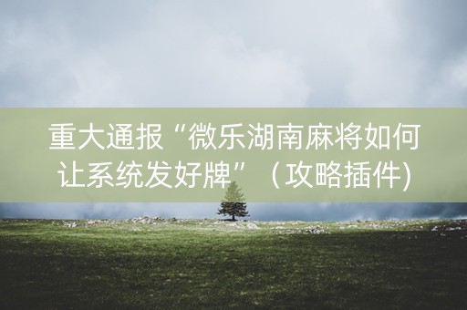 重大通报“微乐湖南麻将如何让系统发好牌”（攻略插件)