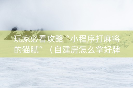 玩家必看攻略“小程序打麻将的猫腻”（自建房怎么拿好牌)