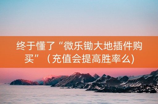 终于懂了“微乐锄大地插件购买”（充值会提高胜率么)