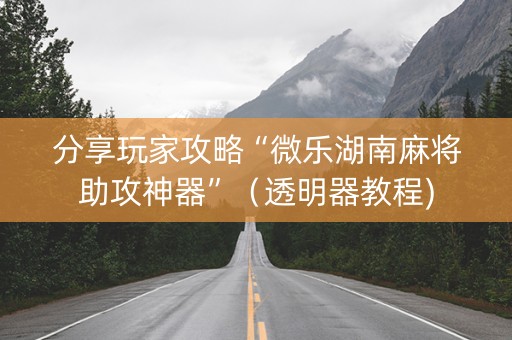 分享玩家攻略“微乐湖南麻将助攻神器”（透明器教程)