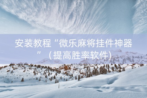 安装教程“微乐麻将挂件神器”（提高胜率软件)