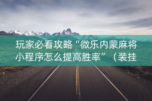 玩家必看攻略“微乐内蒙麻将小程序怎么提高胜率”（装挂怎么安装)