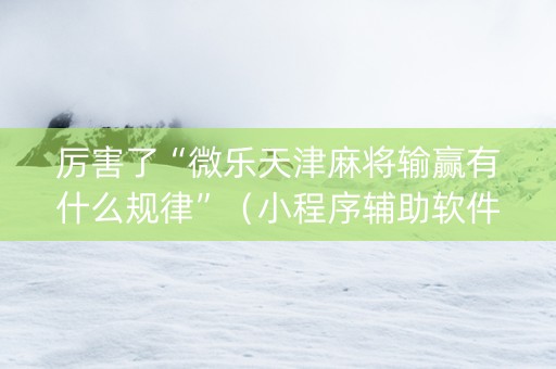 厉害了“微乐天津麻将输赢有什么规律”（小程序辅助软件)