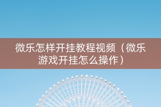 微乐怎样开挂教程视频（微乐游戏开挂怎么操作）