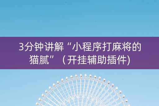 3分钟讲解“小程序打麻将的猫腻”（开挂辅助插件)