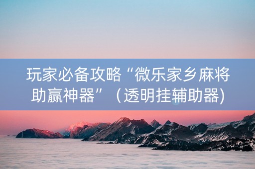 玩家必备攻略“微乐家乡麻将助赢神器”（透明挂辅助器)