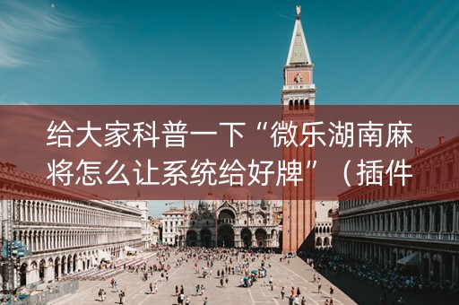 给大家科普一下“微乐湖南麻将怎么让系统给好牌”（插件可信吗)