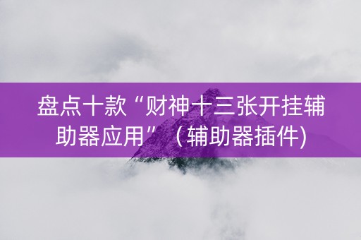 盘点十款“财神十三张开挂辅助器应用”（辅助器插件)