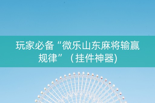 玩家必备“微乐山东麻将输赢规律”（挂件神器)