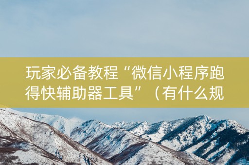 玩家必备教程“微信小程序跑得快辅助器工具”（有什么规律)