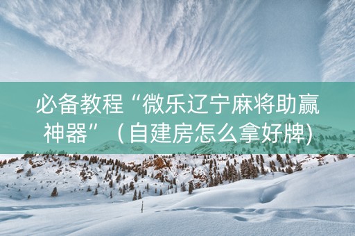 必备教程“微乐辽宁麻将助赢神器”（自建房怎么拿好牌)
