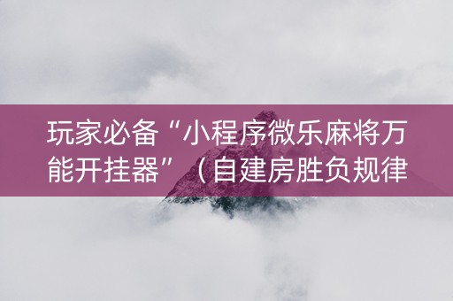 玩家必备“小程序微乐麻将万能开挂器”（自建房胜负规律)