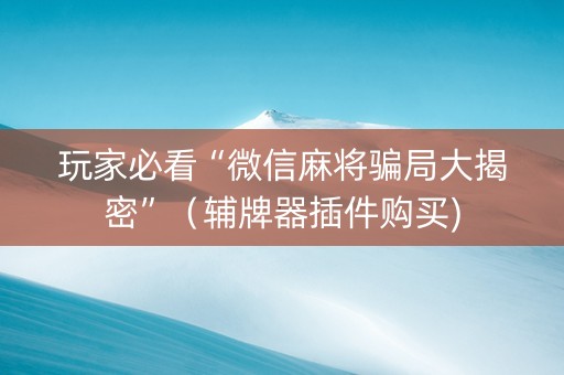 玩家必看“微信麻将骗局大揭密”（辅牌器插件购买)