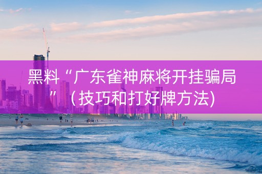 黑料“广东雀神麻将开挂骗局”（技巧和打好牌方法)