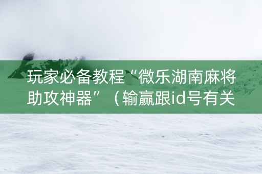 玩家必备教程“微乐湖南麻将助攻神器”（输赢跟id号有关系吗)