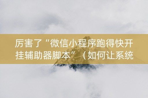 厉害了“微信小程序跑得快开挂辅助器脚本”（如何让系统发好牌)
