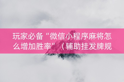玩家必备“微信小程序麻将怎么增加胜率”（辅助挂发牌规律)