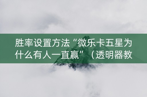 胜率设置方法“微乐卡五星为什么有人一直赢”（透明器教程)