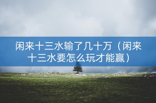 闲来十三水输了几十万（闲来十三水要怎么玩才能赢）