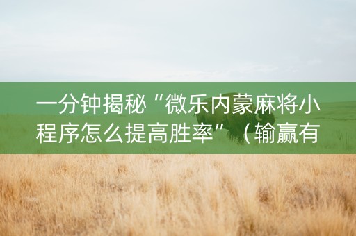 一分钟揭秘“微乐内蒙麻将小程序怎么提高胜率”（输赢有什么规律)