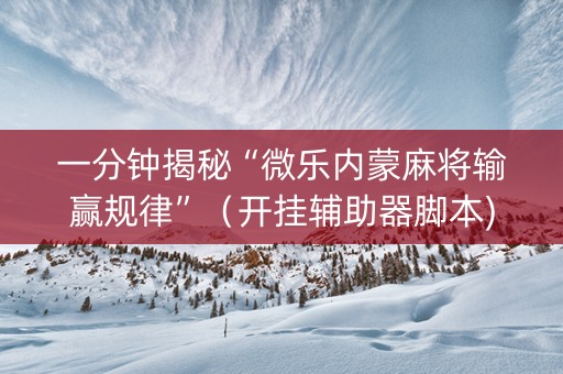 一分钟揭秘“微乐内蒙麻将输赢规律”（开挂辅助器脚本)