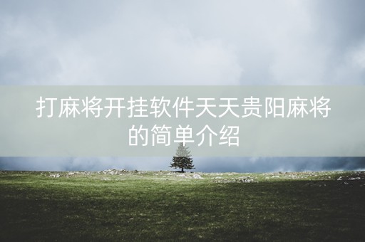 打麻将开挂软件天天贵阳麻将的简单介绍